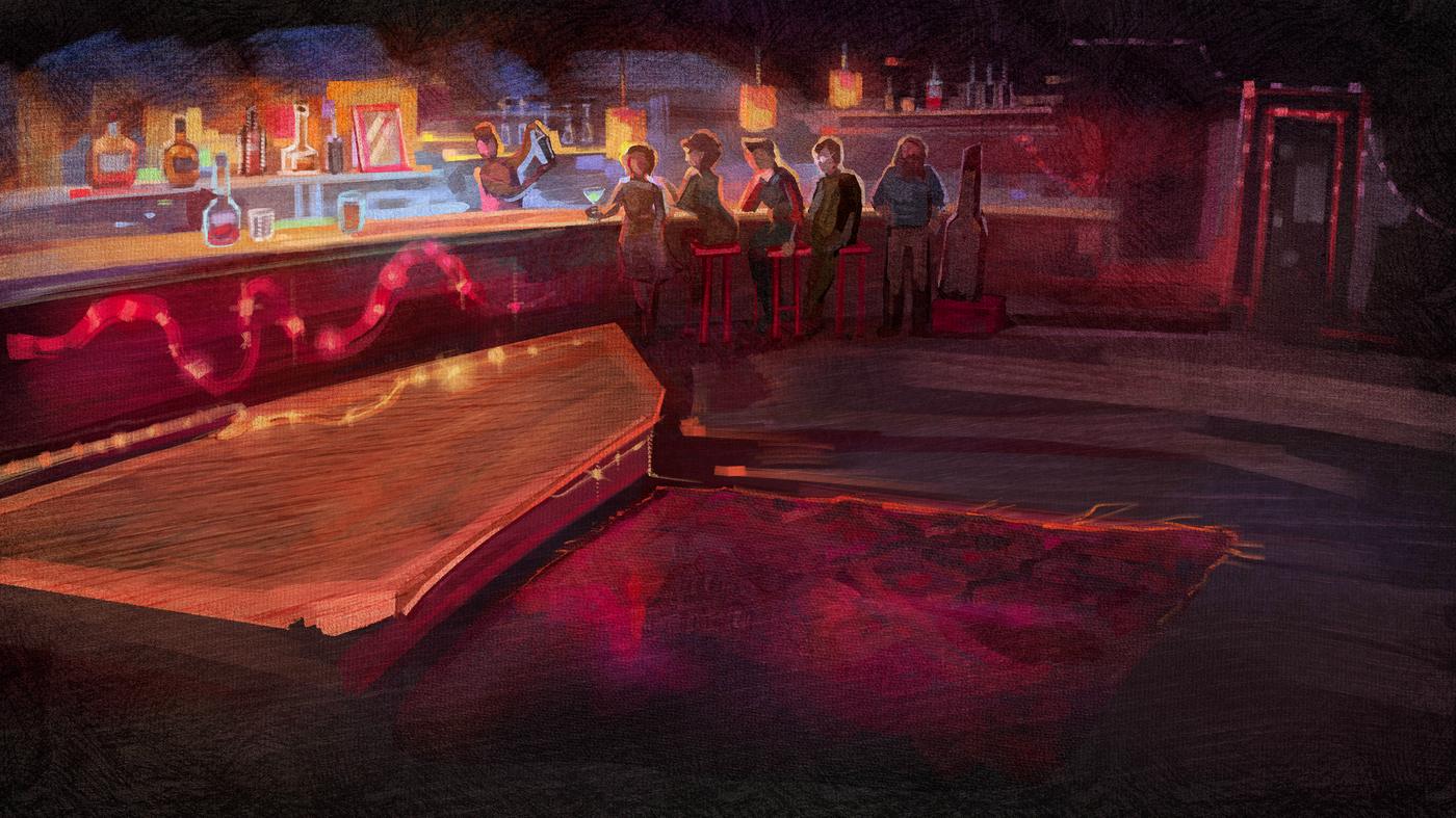 Dive Bar: an intimate stage in a dimly lit bar